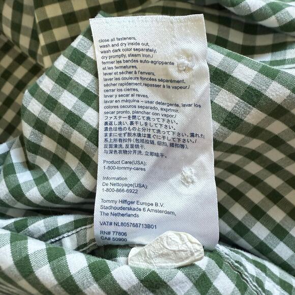 Tommy Hilfiger Green Gingham Button-Down Shirt XL Classic Fit - Picture 6 of 7